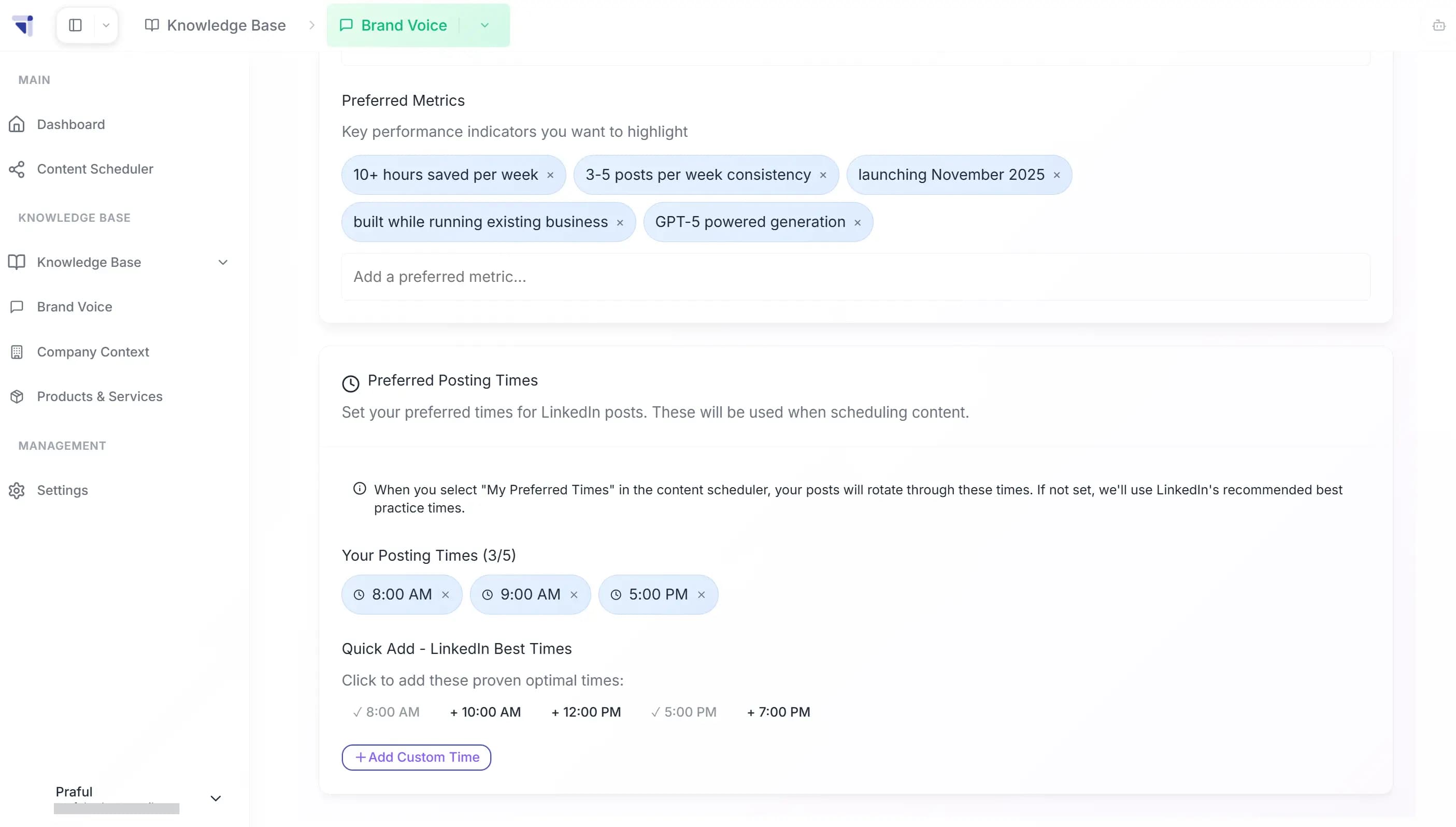 Knowledge Base Setup with Scheduling
