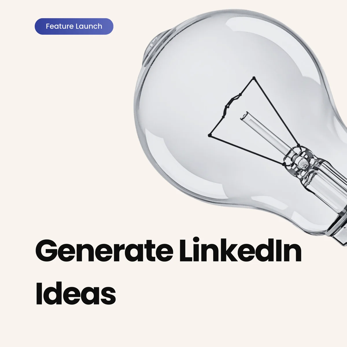 Triorama AI Ideas showing AI-generated LinkedIn post ideas with content types and one-click generation
