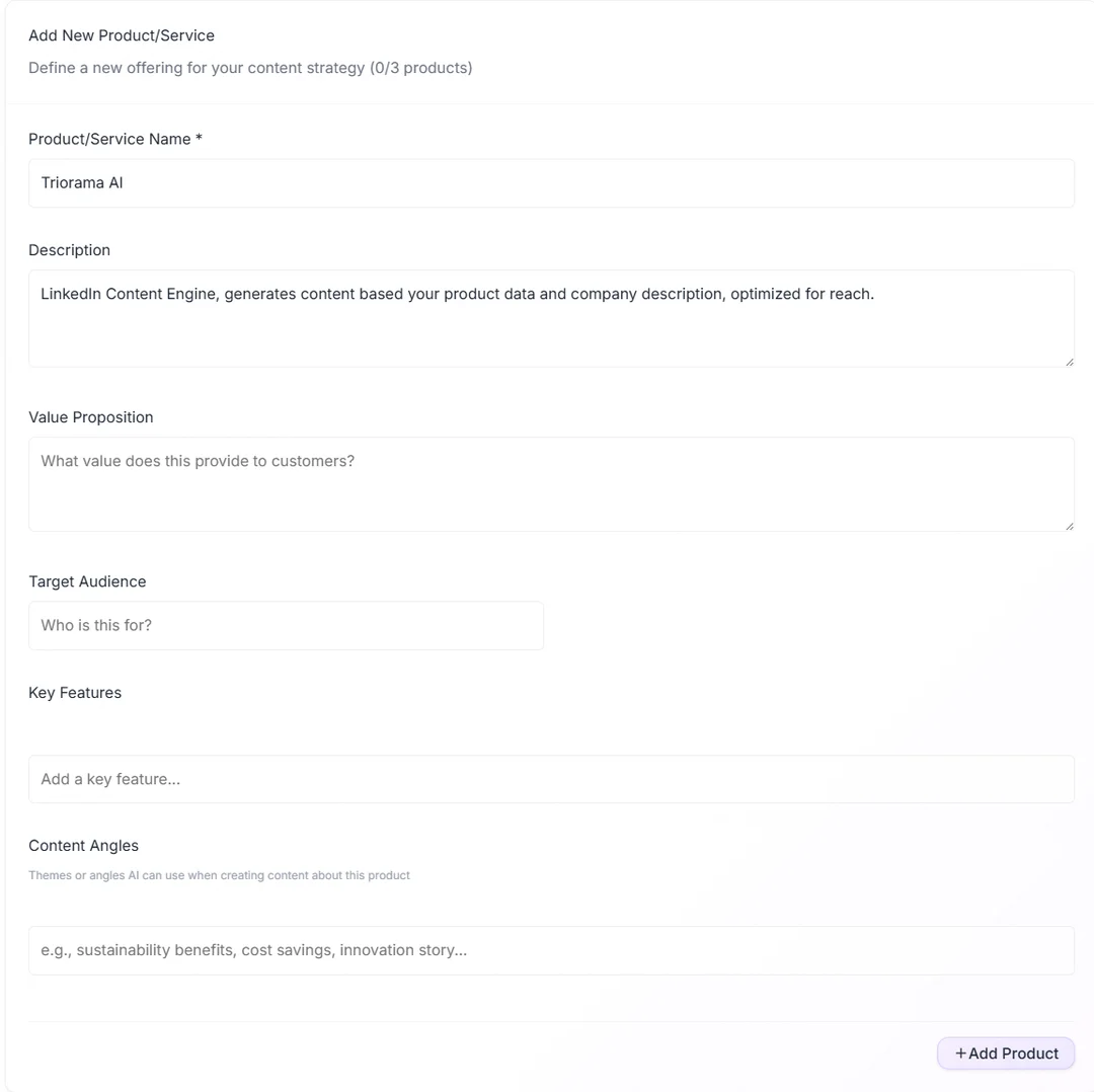 Triorama Knowledge Base configuration interface